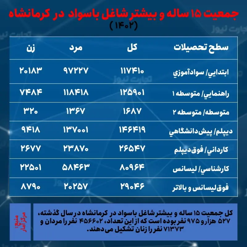 کرمانشاه- اشتغال و تحصیلات