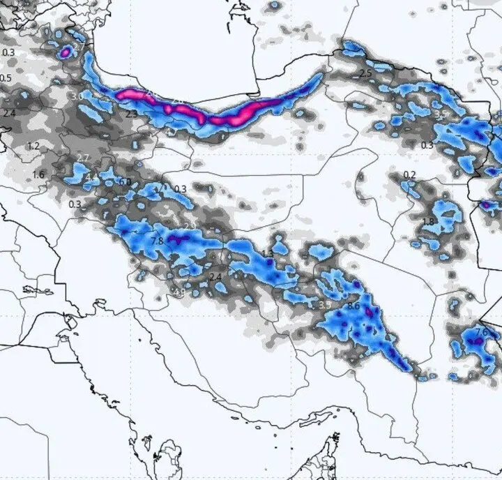 نقشه بارندگی