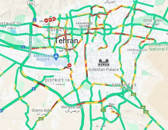 نقشه ترافیک تهران