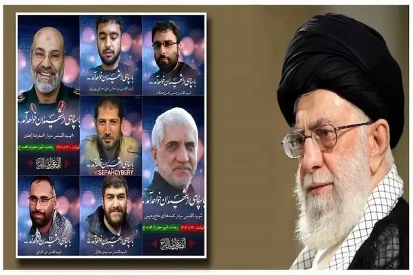 نماز رهبر انقلاب بر پیکر شهدای کنسولگری ایران در دمشق