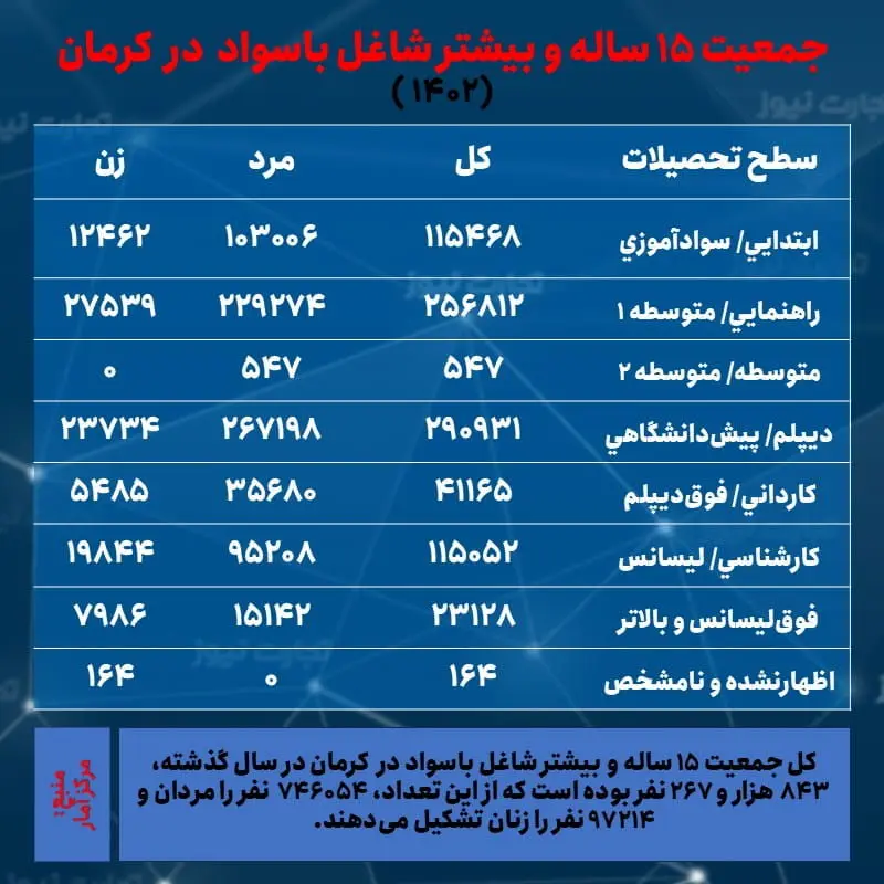 کرمان- اشتغال و تحصیلات