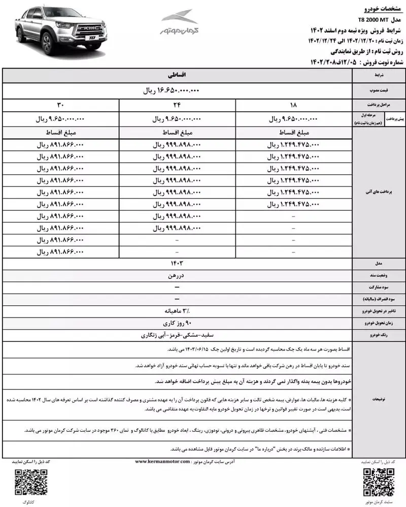 شرایط فروش KMC T8 