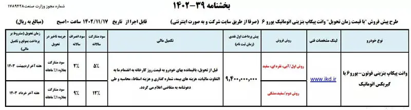 شرایط فروش پیکاپ فوتون اتوماتیک ویژه دهه فجر