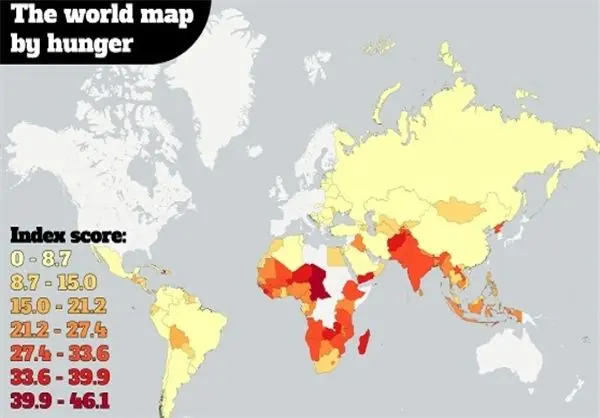 گرسنه‌ترین کشورهای جهان را بشناسید +جدول