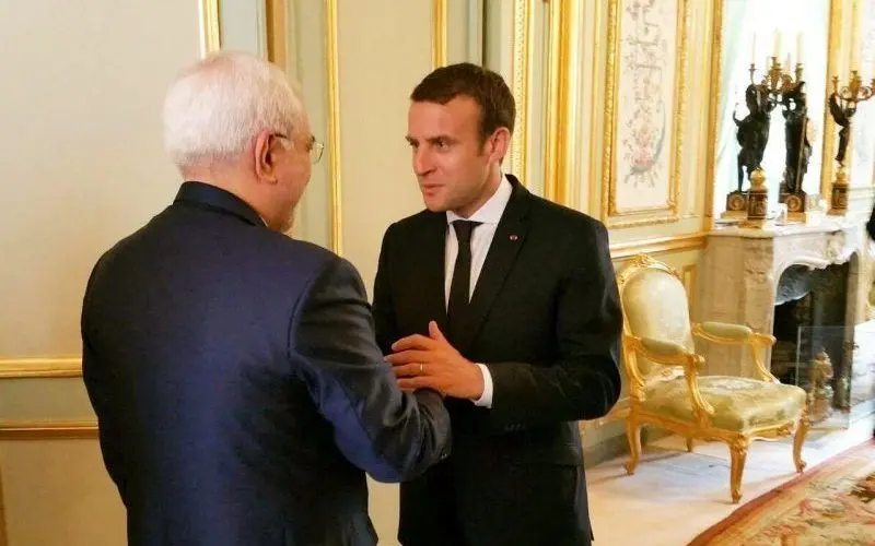 دیدار ظریف با رئیس‌جمهور فرانسه