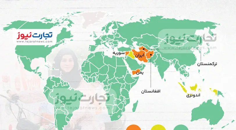 زنان در کدام کشورها حق استفاده از موتورسیکلت ندارند؟ | اینفوگرافیک