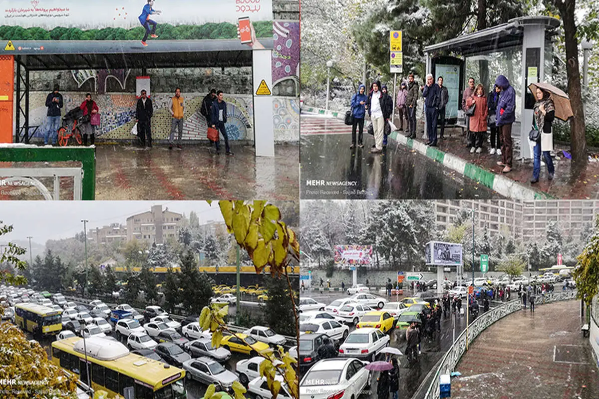 اولین تصاویر از ترافیک برفی در تهران
