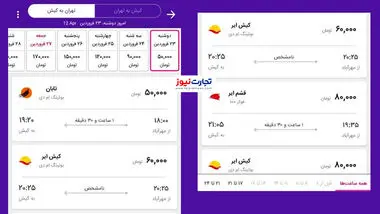 بلیت هواپیما تهران و کیش ۵۰ هزار تومان!