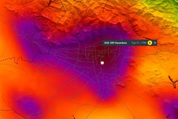 شاخص آلودگی هوا تهران امروز سه‌شنبه ۱۱ دی