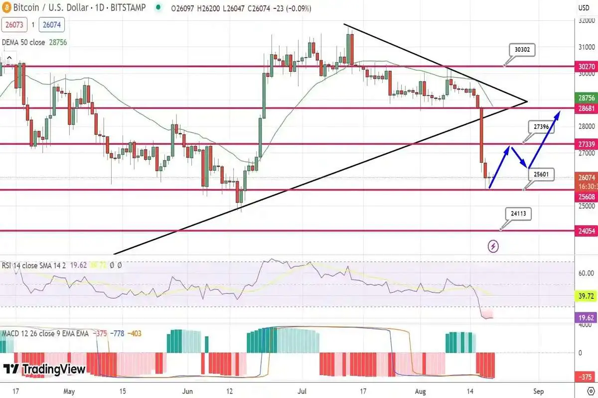 پیش بینی قیمت بیت کوین / حمایت 26 هزار دلاری پایدار می‌ماند؟