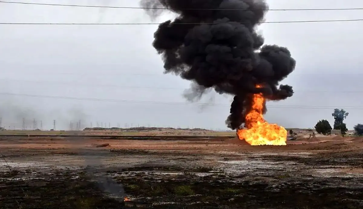 آتش سوزی خط لوله انتقال نفت در بندرخمیر