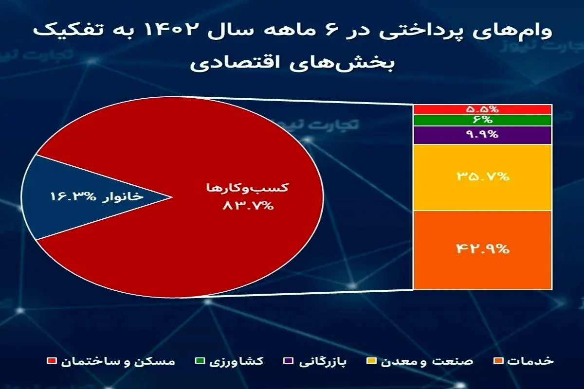 پرداخت 2,436 همت وام بانکی در 6 ماهه 1402/ سهم خانوارها از تسهیلات کاهشی شد