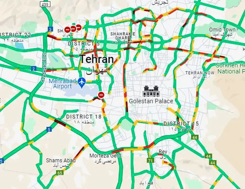 نقشه ترافیک تهران