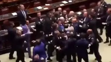 کتک‌کاری در پارلمان ایتالیا؛ کار یک نماینده به ویلچر کشید